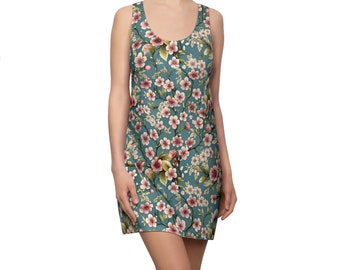 Floral Patterned Women's Cut & Sew Racerback Dress