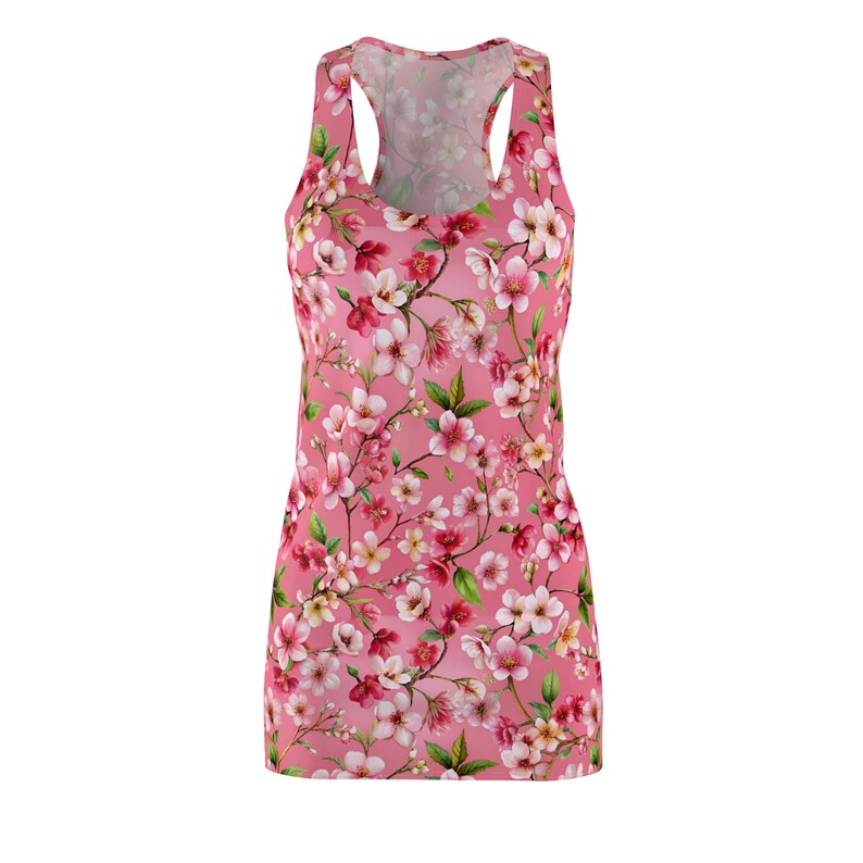 Floral Patterned Women's Cut & Sew Racerback Dress zdjęcie 4