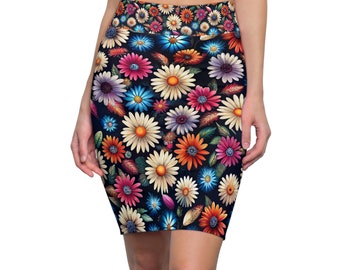 Floral Patterned Women's Pencil Skirt
