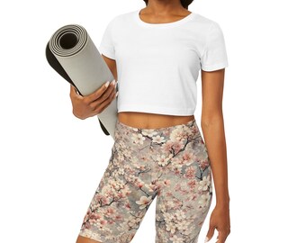 Floral Patterned High Waisted Yoga Shorts