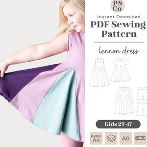 Kids Lennon Dress | PDF Sewing Pattern | Twirl Dress | Summer Dress | Bike Shorts | Tween Sewing Pattern