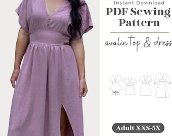 Adult Avalie Top & Dress Sewing Pattern | Knit or Woven (PDF Pattern)