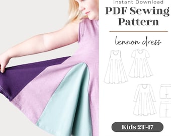 Kids Twirl Dress Sewing Pattern | Godet Panel Design (PDF Pattern)