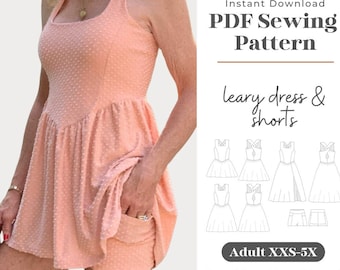 Adult Leary Dress & Shorts | PDF Sewing Pattern | Athletic Dress | Pocket Shorties | Adult Sewing Pattern | Plus Size Sewing Pattern