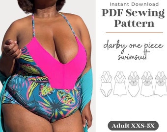 Darby One Piece Swimsuit Sewing Pattern | Vintage Open Back (PDF Pattern)