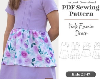 Kids Emmie Tiered Dress Sewing Pattern | Open Back (PDF Pattern)