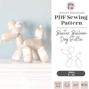 Patrón de costura para peluche de perro globo Baxter / Peluche (Patrón en PDF)
