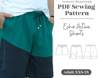 Adult Color-Block Active Shorts Sewing Pattern | Sizes XXS-5X (PDF Pattern)