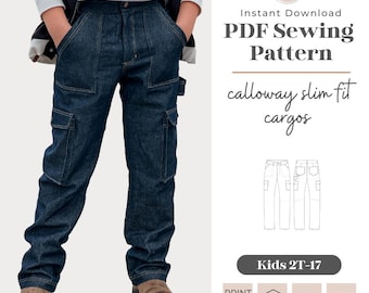 Kids Slim Fit Cargo Pants Sewing Pattern (PDF Download)