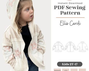 Kids Ellis Cardi Sewing Pattern | Oversized Hooded Cardigan (PDF Pattern)