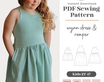 Kids Scalloped Dress & Romper Sewing Pattern | Wynn Design (PDF Pattern)