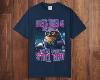 Gangsta Minion Shirt, Despicable Me Tee, Funny Meme Graphic T Shirt, Hip Hop Streetwear