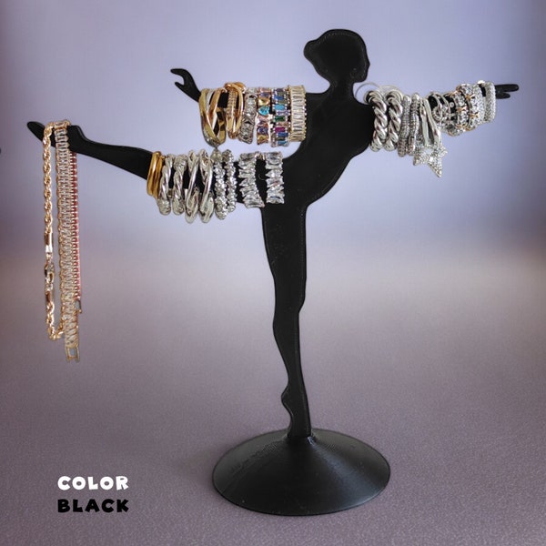 Elegant Ballerina Jewelry Stand, 3D Printed Ring & Bracelet Holder, Accessory Organizer, Dancer Silhouette Decor, Available Multiple Colors