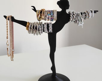 Elegant Ballerina Jewelry Stand, 3D Printed Ring & Bracelet Holder, Accessory Organizer, Dancer Silhouette Decor, Available Multiple Colors