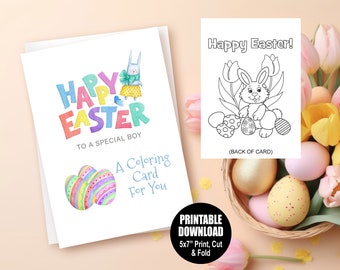 Special Boy Printable Coloring Easter Card