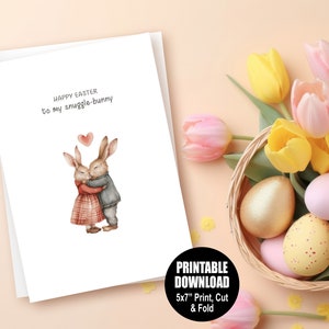 Biglietto di Pasqua stampabile con coniglietto coccolato