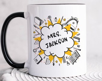 Personalized Mug For Teacher Appreciation Gift with Custom Name For Teacher End of Year Gift