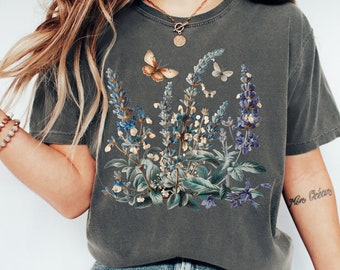 Spring Cottagecore Shirt Goblincore shirt Lavender Shirt Boho wildflowers shirt Nature Shirt Botanical Shirt Garden Lover Spring Shirt