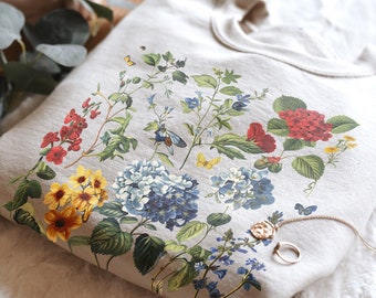 Vintage Pressed Flowers Sweatshirt Boho Cottagecore Tshirt Pastel Botanical Floral Shirt Fairycore Clothing Garden Lover Aesthetic Pullover