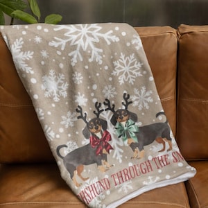 Dachshund Through the Snow Holiday SeasonalThrow Blanket  Cozy Festive Decor or Gift for Dog Lovers Velveteen Plush Blanket