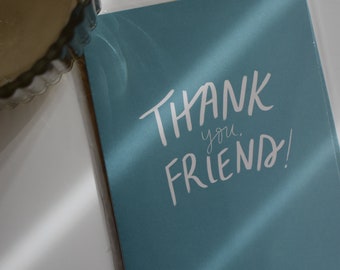 carte de remerciement | Merci, ami BLANK INSIDE | Carte d'encouragement pour le meilleur ami, collègue, lui, elle