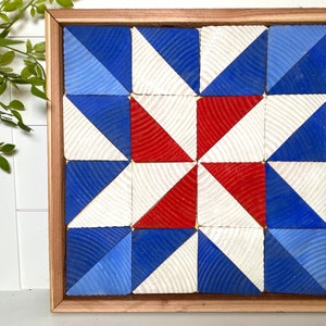 Wood Quilt Block | Barn Quilt |  Gift for Quilter | Wall Decor | Patriotic | 4th of July | Handmade | Artisan | Country Cottage