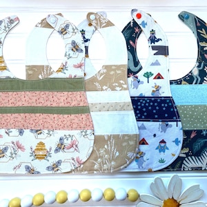 Baby Bibs | 100% Cotton Bib | Baby Gift | Snap Closure Bib | Toddler Bib | Baby Shower Gift | Handmade Bib | Country Cottage | Artisan