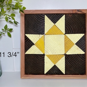 Wood Quilt Block | Barn Quilt | Gift for Quilter | Wall Decor | Brown and Yellow | Handmade | Country Cottage | Artisan