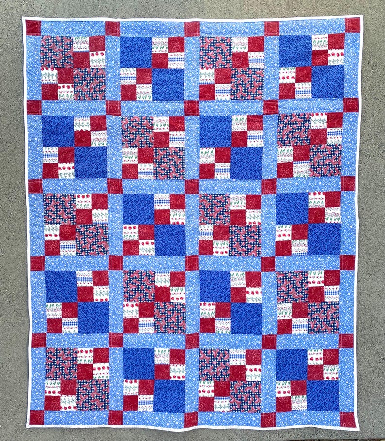 Vote Quilt Pattern Handmade Patriotic Quilt: Red, White, and Blue Cotton Lap Quilt - Etsy