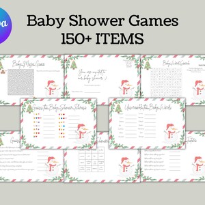 Christmas Baby Shower Games - Fun & Printable Trivia, Editable Canva Template, Instant Download, Perfect for Christmas Celebrations