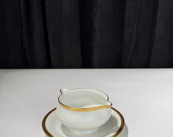 Antique Theodore Haviland Limoges France Gravy Boat – Double Gold Encrusted Pattern
