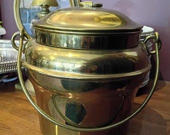 Fisher K308 Brass Ice Bucket – Mid Century Barware with Porcelain Liner