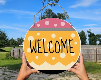 Welcome Classroom, Classroom Name Plaque, Welcome Sign, Personalized Round Sign, School Door Sign, Teacher Door Hanger, Teacher