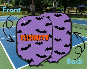 Halloween Paddle Case, Personalized Paddle Case, Halloween Pickleball Gift, Custom Sports Gear, Bat Design Paddle Cover, Spooky Sports Gift,