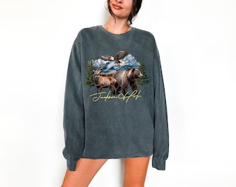 Jackson Hole Wyoming Teton National Park Mountains Travel Trendy 90s Inspired Comfort Colors Sweatshirt