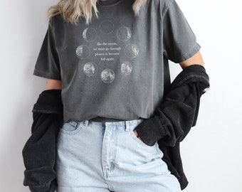 Celestial Mystic Moon Lunar Phase Boho Aesthetic Retro Comfort Colors T-Shirt