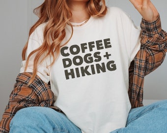 Coffee Dogs and Hiking Vintage Comfort Colors T-Shirt