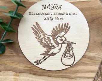 Carte annonce naissance, carte mensurations bebe, carte en bois, carte prénom, annonce prénom, accessoire photo de naissance.