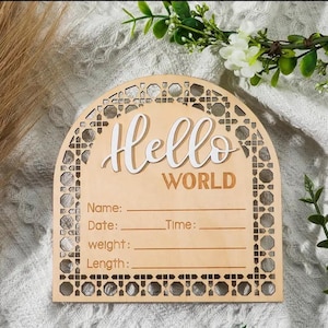 Carte Bienvenue bébé | Carte en bois personnalisée | cadeau naissance | Carte étape bébé