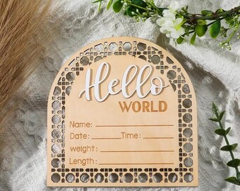 Welcome baby card | Personalized wooden card | Birth gift | Baby milestone card