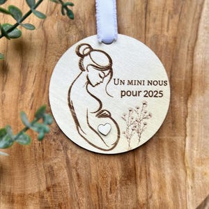 Carte annonce grossesse Noel| futurs parents|boule de Noel