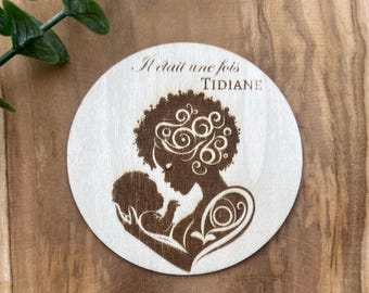 Carte bienvenue bébé noir/ carte naissance/ il était une fois/ maternité/ carte en bois| souvenirs naissance.