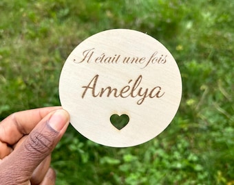 Carte bienvenue bébé/ carte naissance/ il était une fois/ maternité/ bois /cadeau naissance bebe