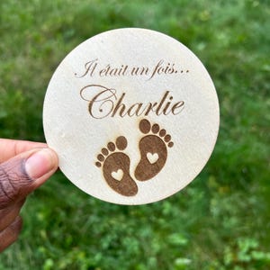 Carte bienvenue bébé/ carte naissance/ il était une fois/ maternité/ bois /photos naissance.