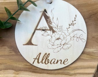 Carte annonce naissance, carte en bois lettre fleurie, carte prénom, annonce prénom, accessoire photo de naissance, baby shower.