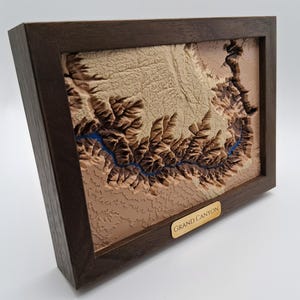 Grand Canyon Topographic Map | 3D Raised Relief Wall Art | Arizona Elevation Model | 5×7”