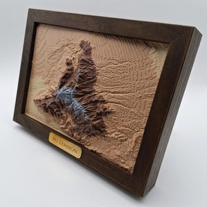 Mount Lemmon Elevation Map, 3D Raised Relief Terrain Model, Tucson Arizona Wall Art, 5×7”