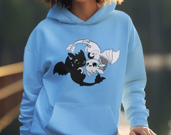 Toothless & Light Fury Couple Hoodies – Glow-in-the-Dark Dragon Gift
