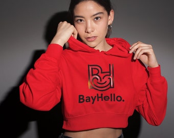 Personalisierter Baumwoll-Crop-Hoodie: Damen Sweatshirt