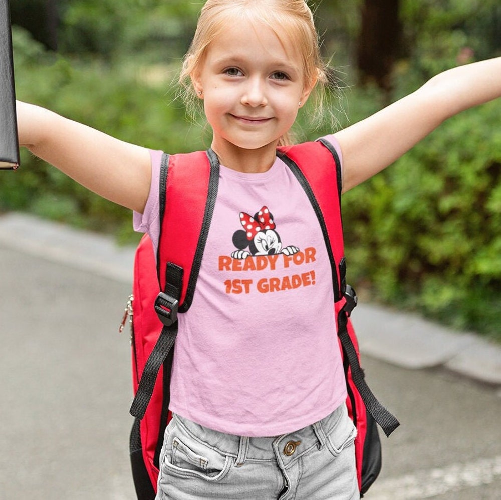 Minnie Mouse T-Shirt With ''Ready For 1St Grade!'' Written. Preparation For School. Back To School. Personalized Back To School Shirt Bespoketshirt
